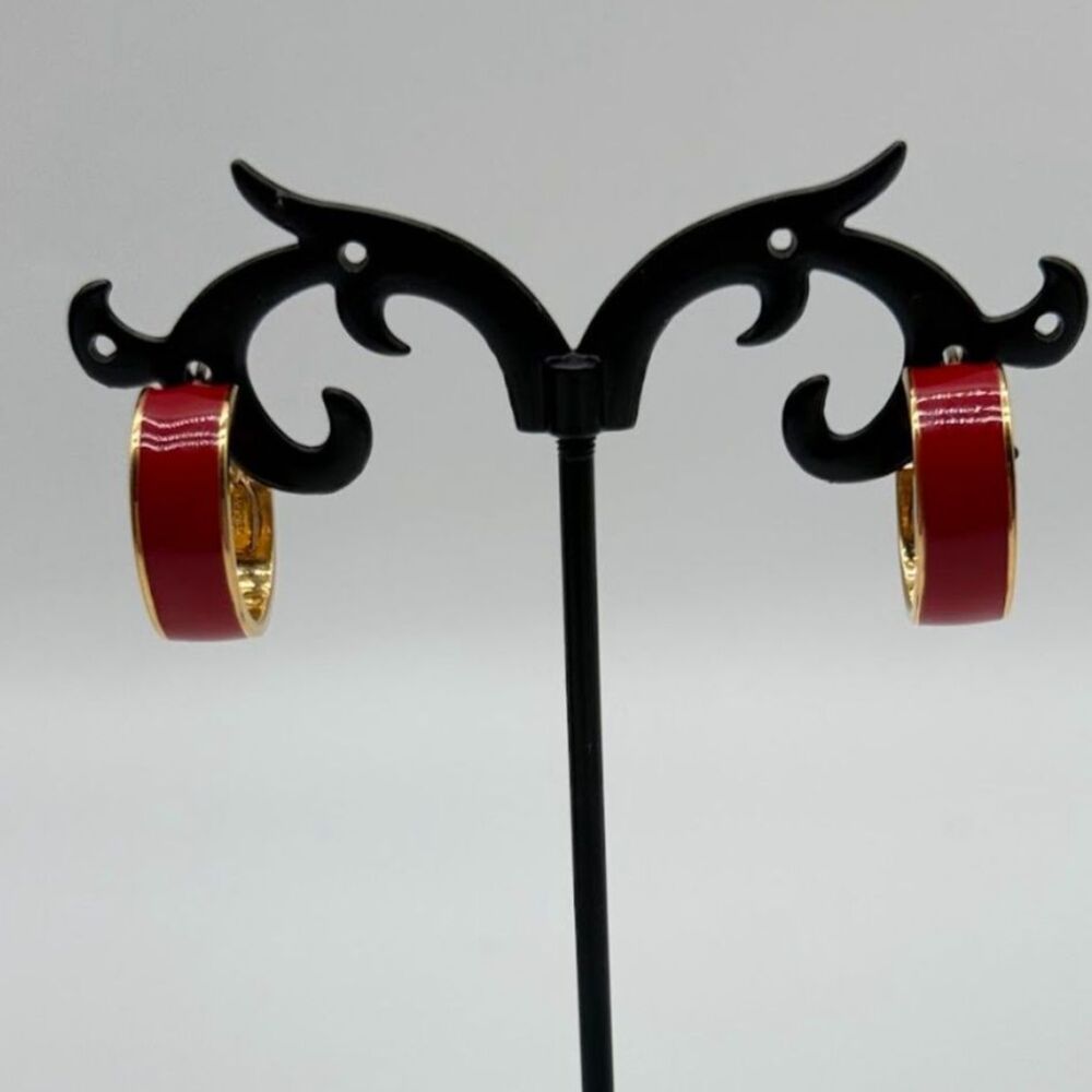 Monet red hoop earrings